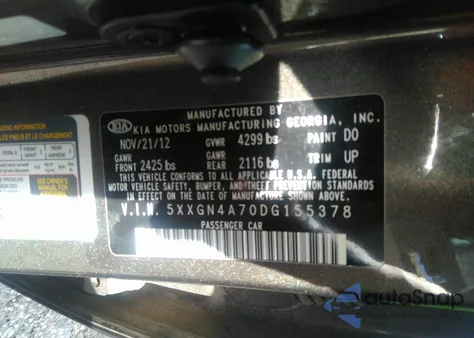 2013 Kia Optima Ex from USA, damaged, VIN 5XXGN4A70DG155378
